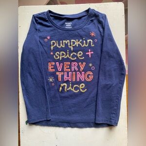 Carter's Blue Long Sleeve Tee with Pumpkin Spice Design
